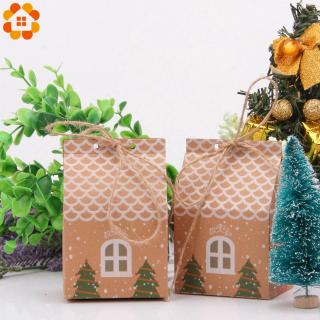 5PCS House Shape Xmas Tree Cookie Bags Christmas Candy Gift Bags With_1